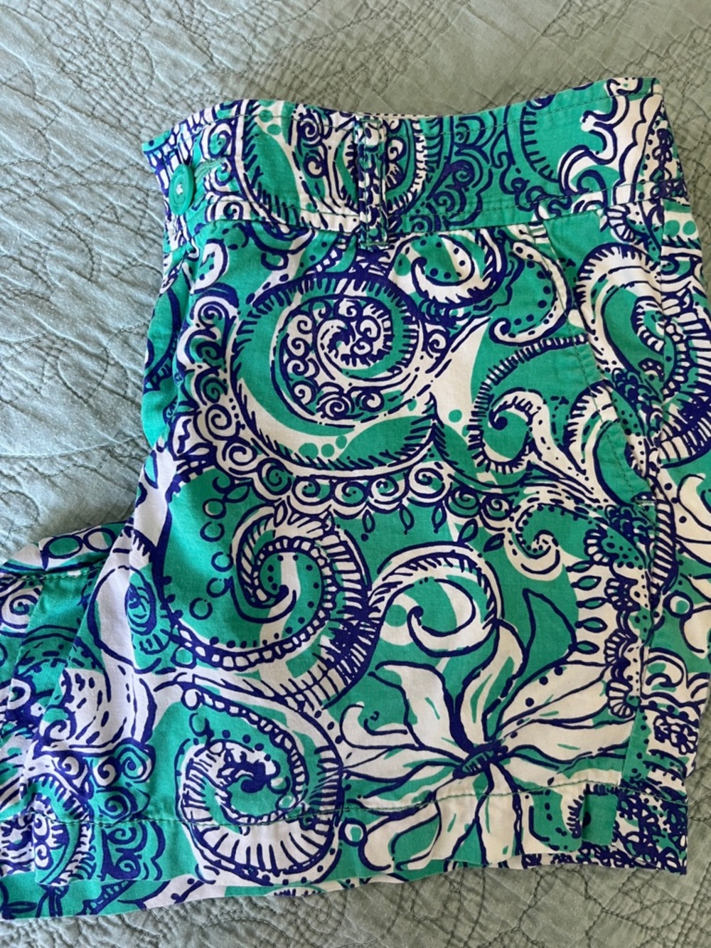 Lilly Pulitzer Callahan Green, White & Navy Printed Shorts